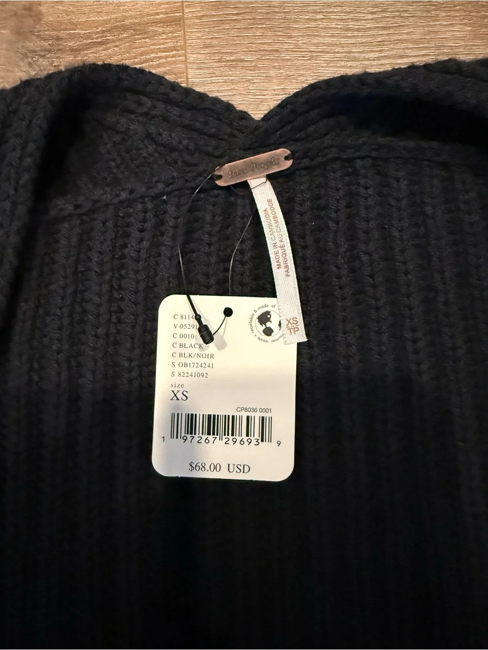 NWT Free People Iris Shrug - Black XS